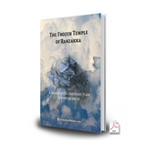 Book cover of 'The Frozen Temple of Ranzakka' with a fantasy temple illustration on a cloudy background.