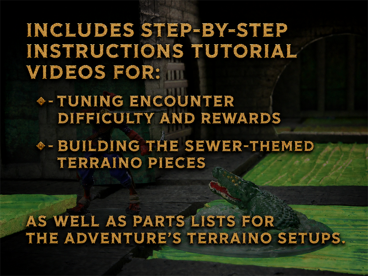 Product image for The Fugitive - A 5e TERRAINO Adventure & Sewers Add-on Download. sewers instructions and videos.